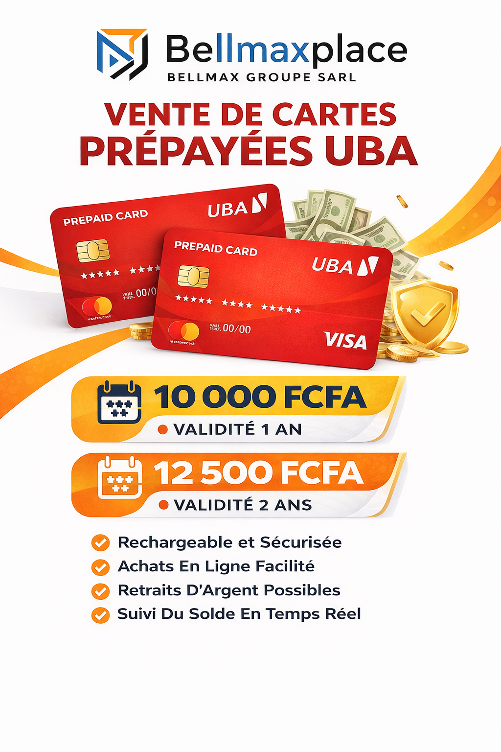 Carte Prépayée UBA – Validité 1 An ou 2 Ans