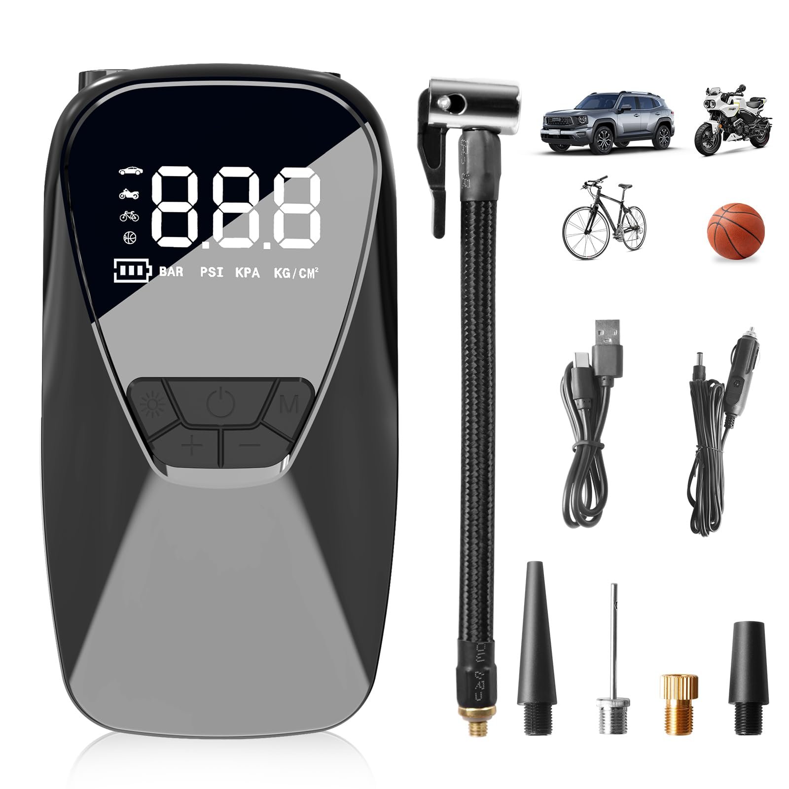 Compresseur d'Air Portable Numérique GJIEKJ - Idéal Pneus & Ballons