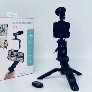 Kit Vlogging Smartphone avec Microphone et Lumière LED – Trépied Selfie pour Vidéo, YouTube, TikTok