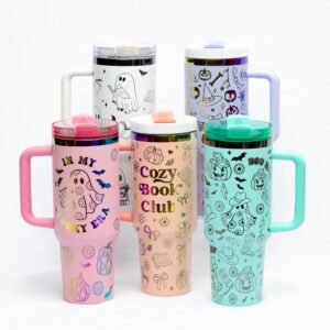 ANYZOO – Mug de Voyage Isotherme d&rsquo;Halloween avec Paille et Poignée – 40 oz
