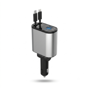 [ART] Chargeur de Voiture 120W, Câbles Rétractables, 4 Sorties